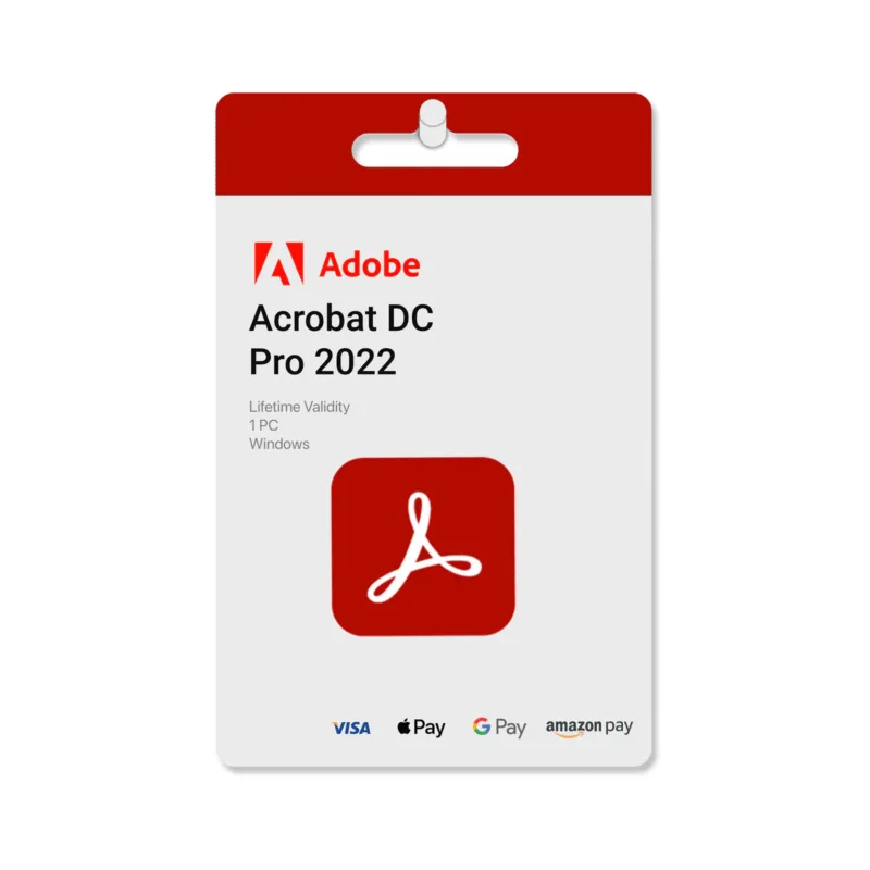 Adobe Acrobat Pro DC 2022 lifetime license for Windows, digital software package for PDF editing and document management